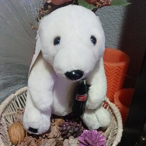 Coca Cola White Plush Bear with Black Accents